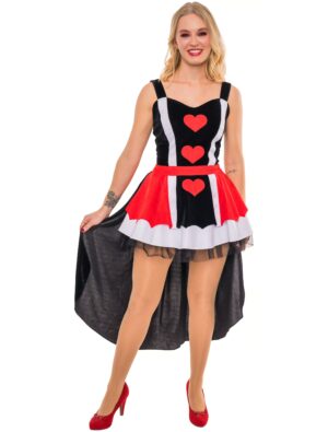 Kleid Herzkönigin Damen schwarz/weiß/rot 2XL