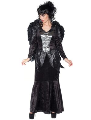 Kleid Hexe Damen silber/schwarz 42