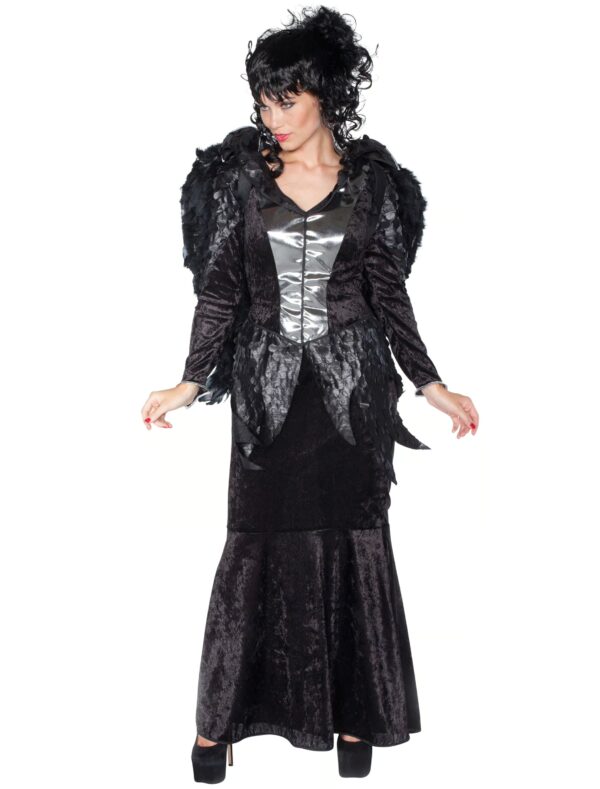 Kleid Hexe Damen silber/schwarz 42