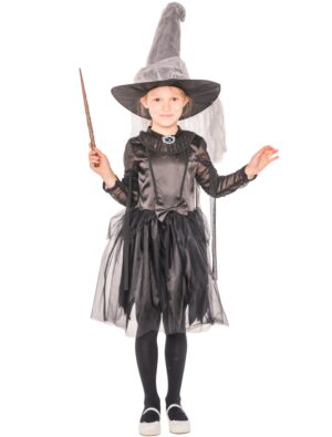 Kleid Hexe Kinder Mädchen schwarz 152