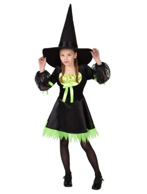 Kleid Hexe Kinder schwarz/grün