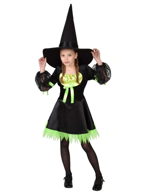 Kleid Hexe Kinder schwarz/grün