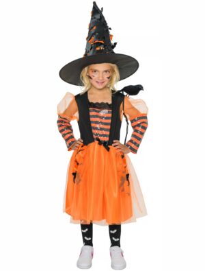 Kleid Hexe Kinder schwarz/orange