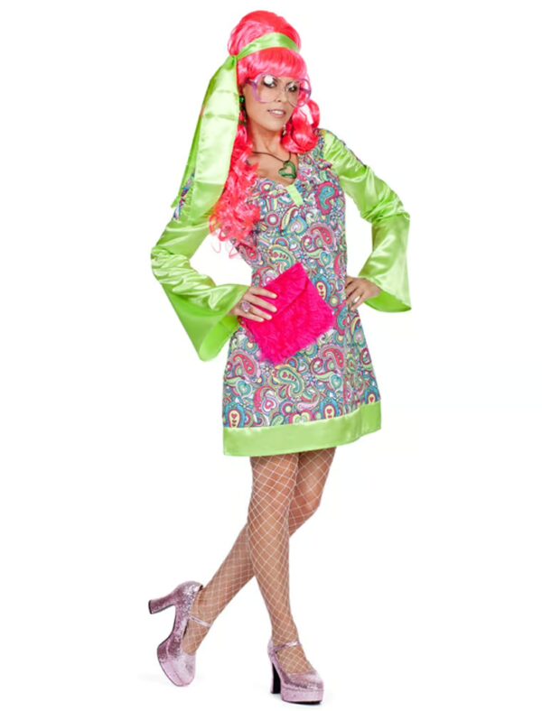 Kleid Hippie mit Raffärmeln XS Farbe: bunt