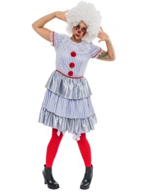 Kleid Horrorclown Damen Damen grau XL