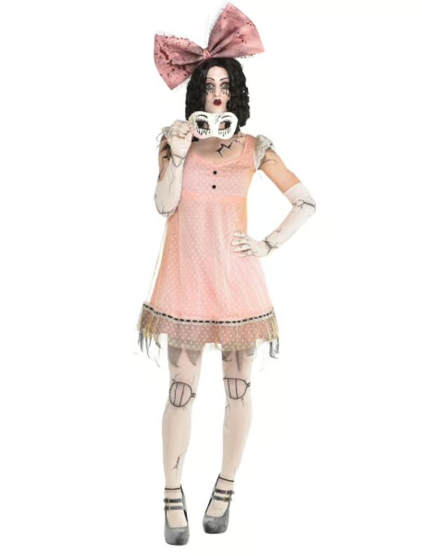 Kleid Horrorpuppe Damen rosa 2XL