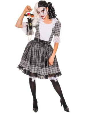 Kleid Horrorpuppe schwarz/weiß XL