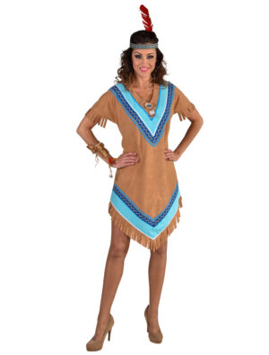 Kleid Indianerin mit Fransen braun 3XL