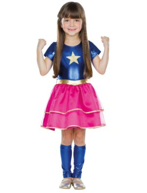 Kleid Kleine Heldin Kinder 2-tlg. pink/blau