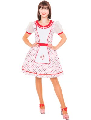Kleid Krankenschwester mit Kreuz Damen rot/weiß L