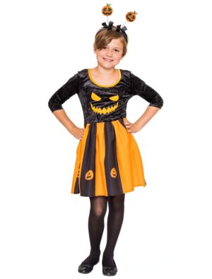 Kleid Kürbis Kinder schwarz/orange