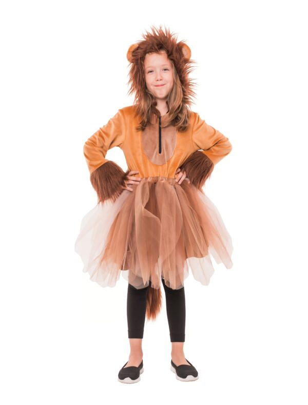 Kleid Löwe mit Kapuze Kinder braun 104