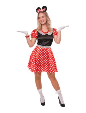 Kleid Maus Damen schwarz/weiß/rot S