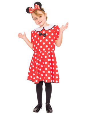 Kleid Maus Kinder rot/weiß 86
