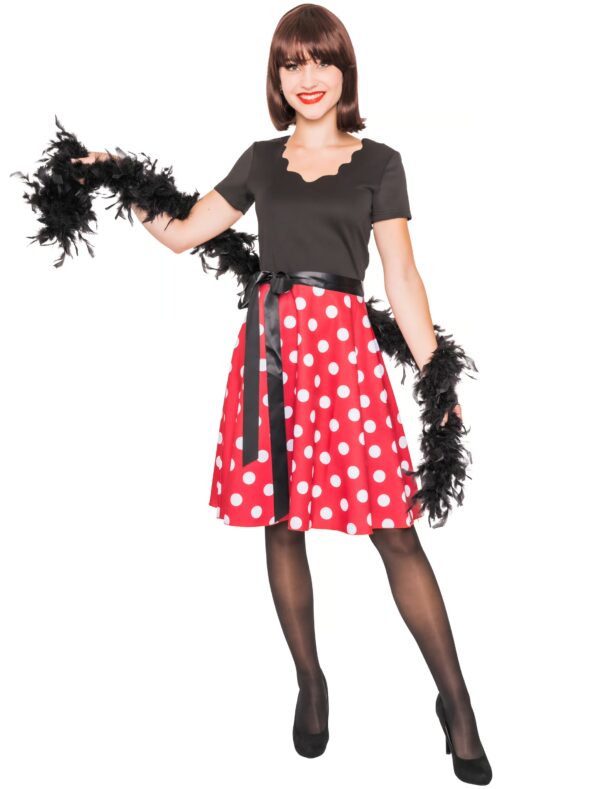Kleid Maus mit Punkten schwarz/weiß/rot 3XL