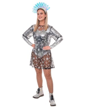 Kleid Mond und Sterne Damen schwarz S/M