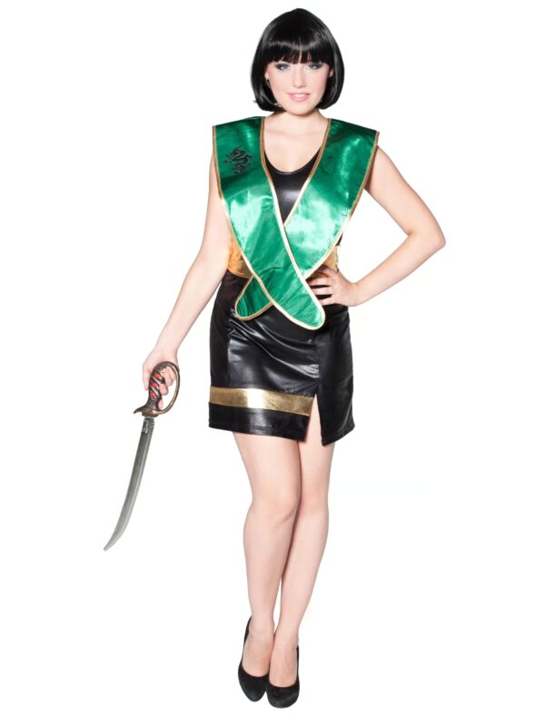 Kleid Ninja Dame 2-tlg. grün/schwarz 34
