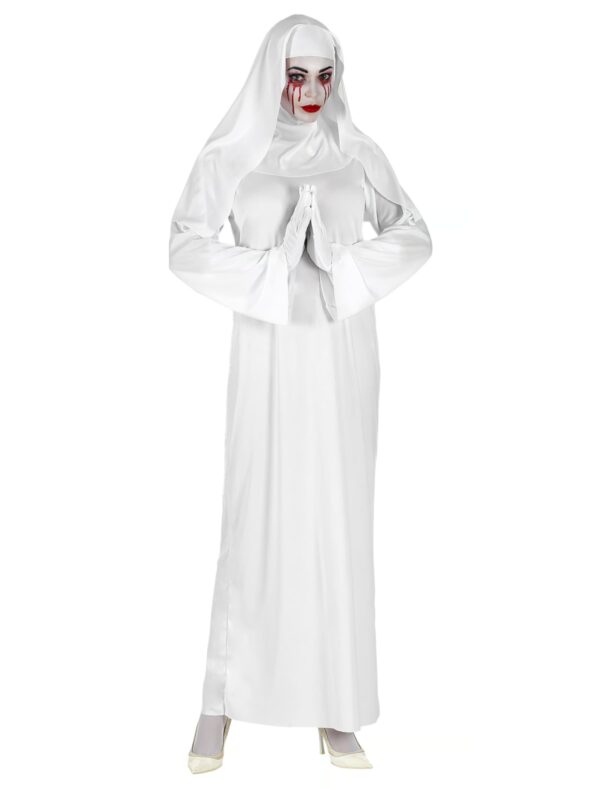 Kleid Nonne mit Haube 2-tlg. weiß L