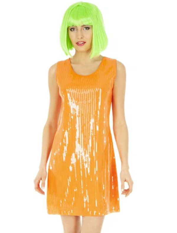 Kleid Pailletten Damen neonorange S