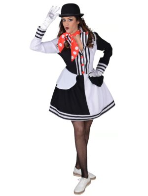 Kleid Pantomime deluxe 2-tlg. Damen schwarz/weiß 3XL