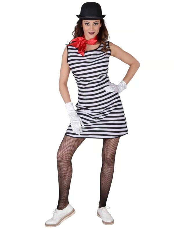 Kleid Pantomime einfach Damen Damen schwarz/weiß XL