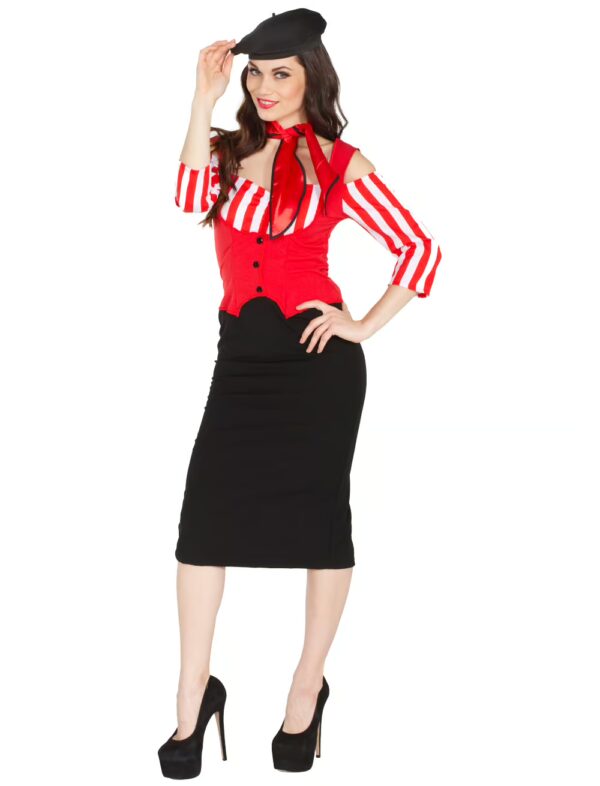 Kleid Paris mit Halstuch 48 Farbe: weiß/schwarz/rot