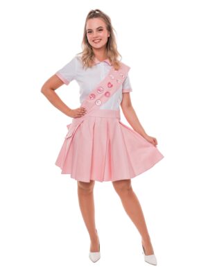 Kleid Pfadfinderin 2-tlg. Damen rosa/weiß S