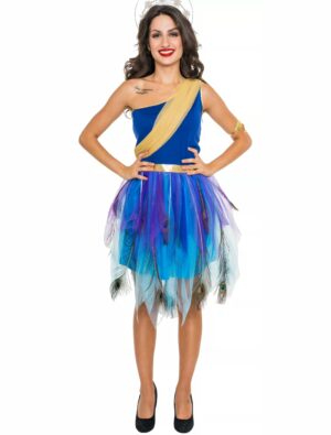 Kleid Pfau Damen blau/grün S