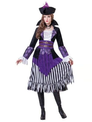 Kleid Piratin 4tlg. Damen lila S