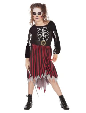 Kleid Piratin Halloween Kinder schwarz/rot