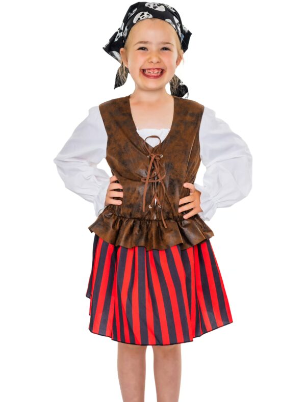 Kleid Piratin Kinder braun/rot 86-104