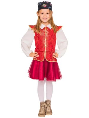 Kleid Piratin Kinder rot/gold 116
