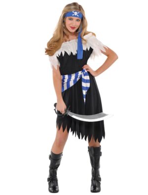 Kleid Piratin blau/weiß 3-tlg. weiß/blau 12-14 Jahre