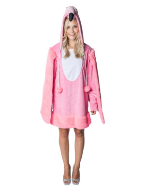 Kleid Plüsch Flamingo Damen pink 42-44