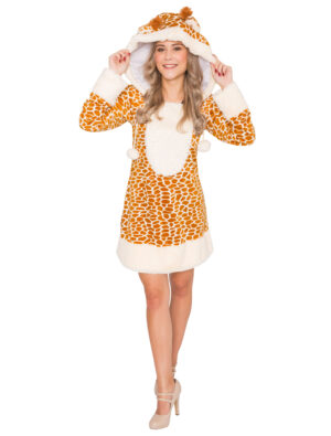 Kleid Plüsch Giraffe Damen braun 54/56