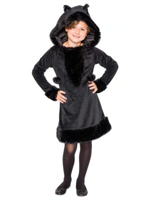 Kleid Plüsch Katze Kinder schwarz