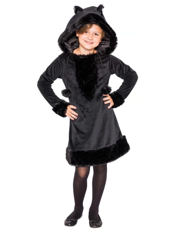 Kleid Plüsch Katze Kinder schwarz