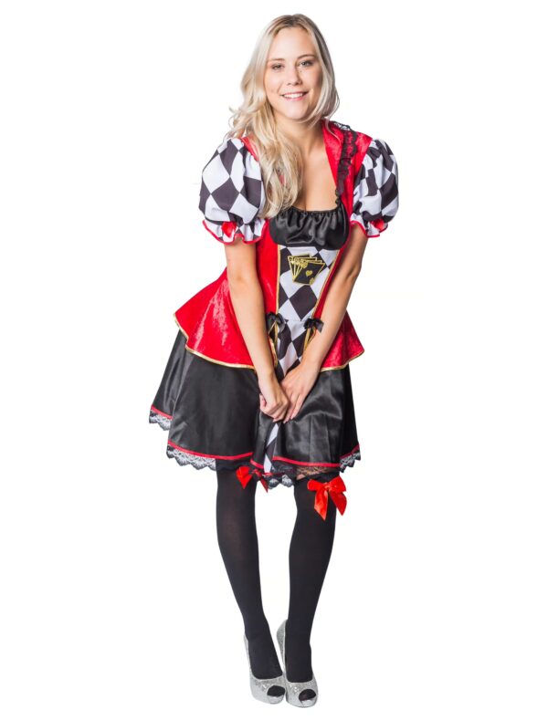 Kleid Pokerin Damen rot/schwarz L