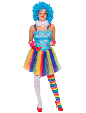 Kleid Regenbogen Clown Damen bunt XL Farbe: bunt