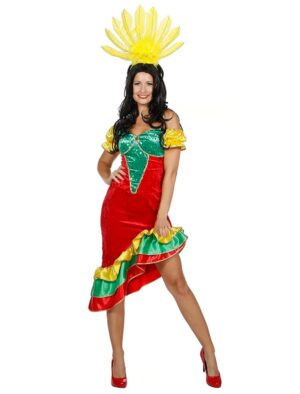 Kleid Samba Damen rot/gelb/grün 48