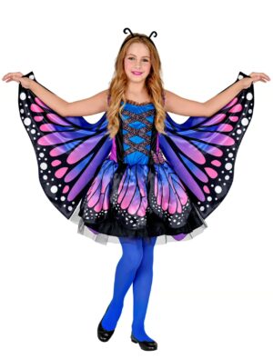 Kleid Schmetterling 3-tlg. Mädchen blau/lila