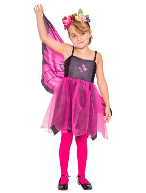 Kleid Schmetterling Kinder Mädchen pink 7-8 Jahre