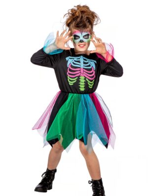 Kleid Skelett Kinder bunt 116 Farbe: bunt