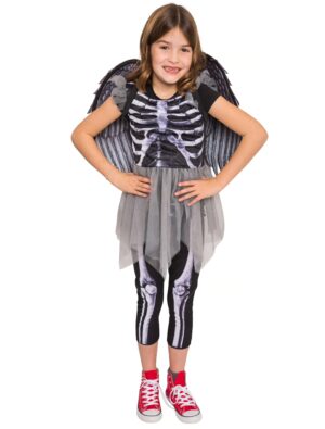 Kleid Skelett Kinder schwarz 5-6 Jahre