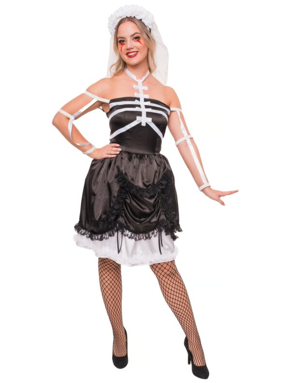 Kleid Skelett schwarz/weiß XS