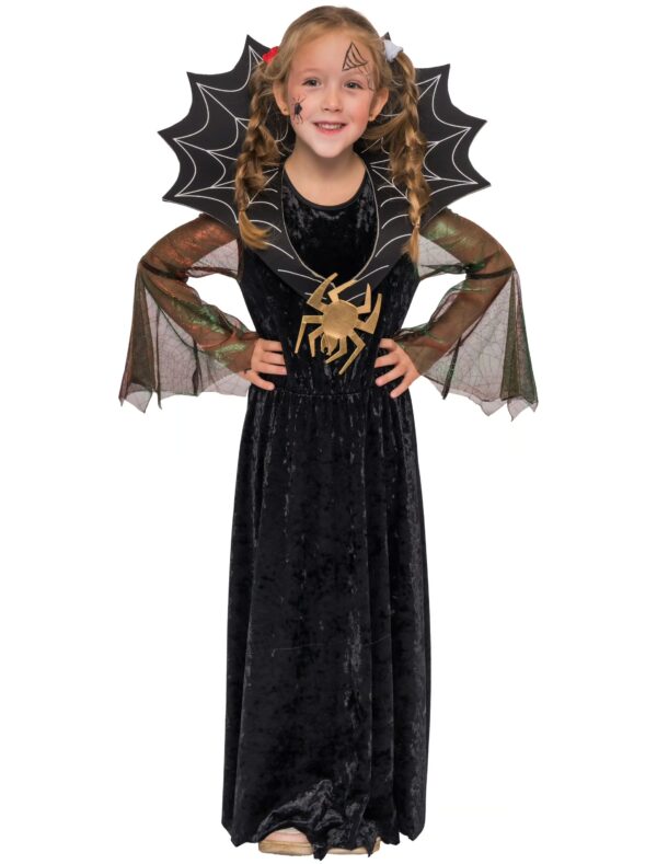 Kleid Spinnenhexe mit Stehkragen schwarz 152/164