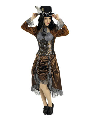 Kleid Steampunk Damen braun 34