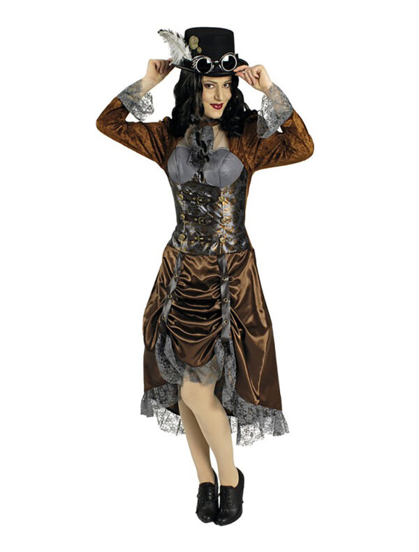 Kleid Steampunk Damen braun 34