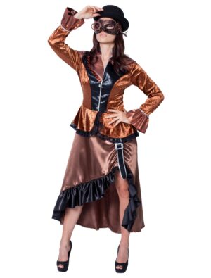 Kleid Steampunk Damen bronze XS