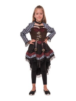 Kleid Steampunk Kinder schwarz/rot 4-6 Jahre
